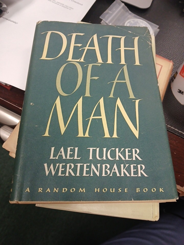 Death Of A man HC Book Lael Tucker & Werten Baker 1957 FIRST EDTION