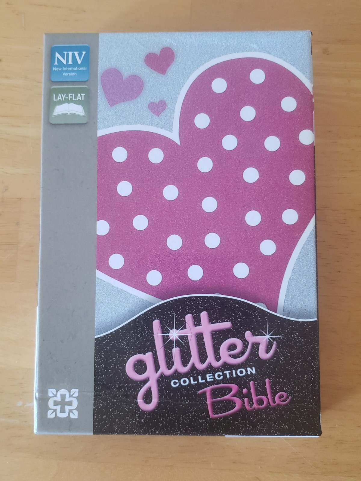 NIV Compact Glitter Collection Bible Zondervan Pink Heart Polka Dot New Boxed