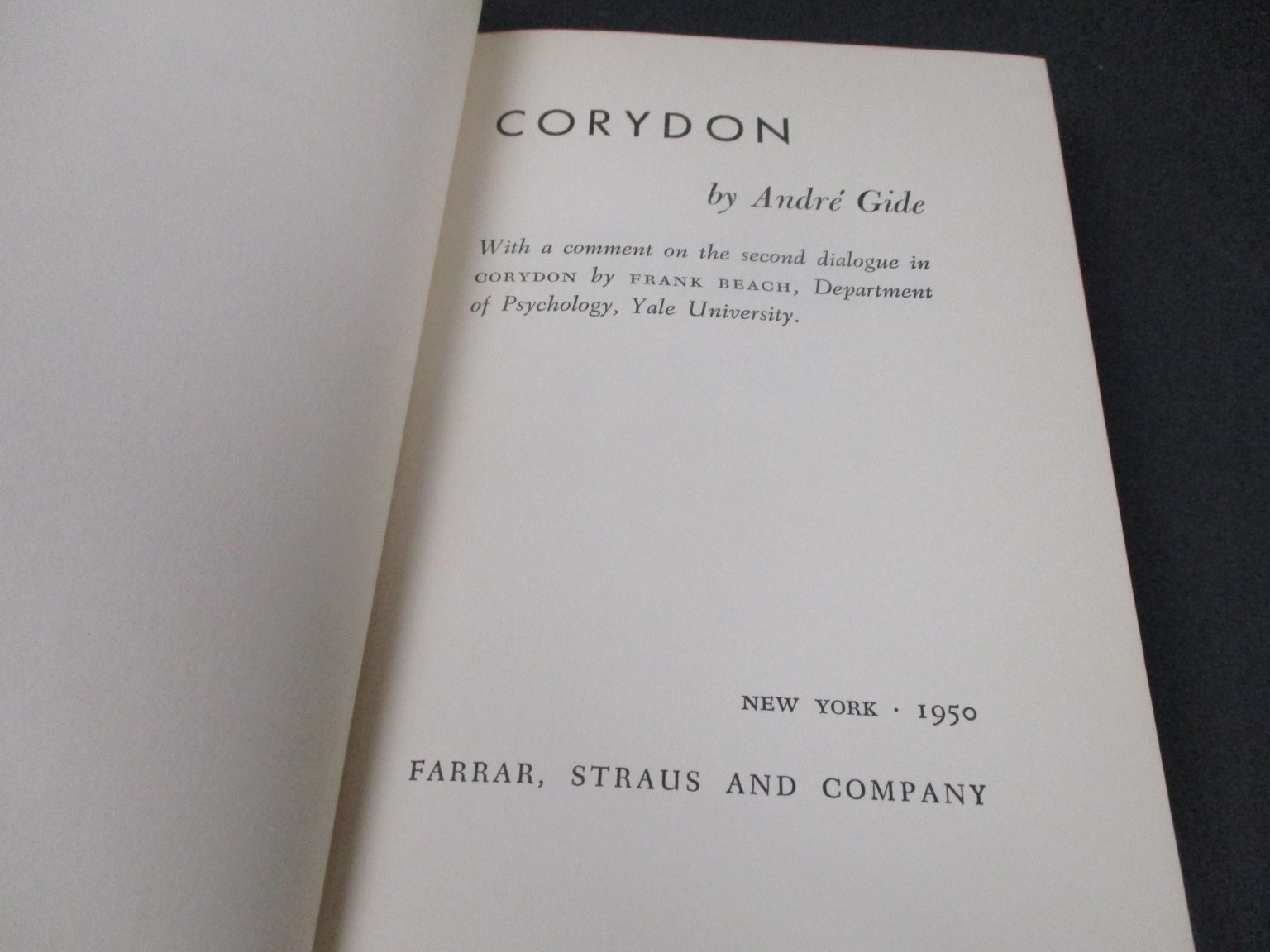 Corydon André Gide 1950 First English Edition Philosophy LGBTQ Farrar Straus