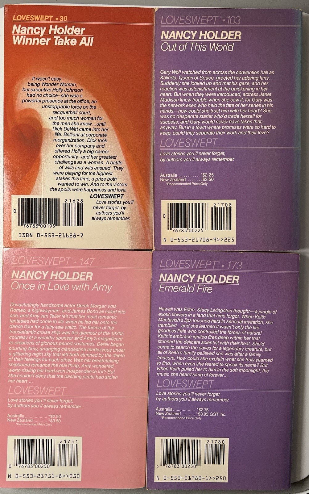 Nancy Holder Loveswept Romance Bundle 4 Near Fine Paperbacks #30, 103, 147, 173