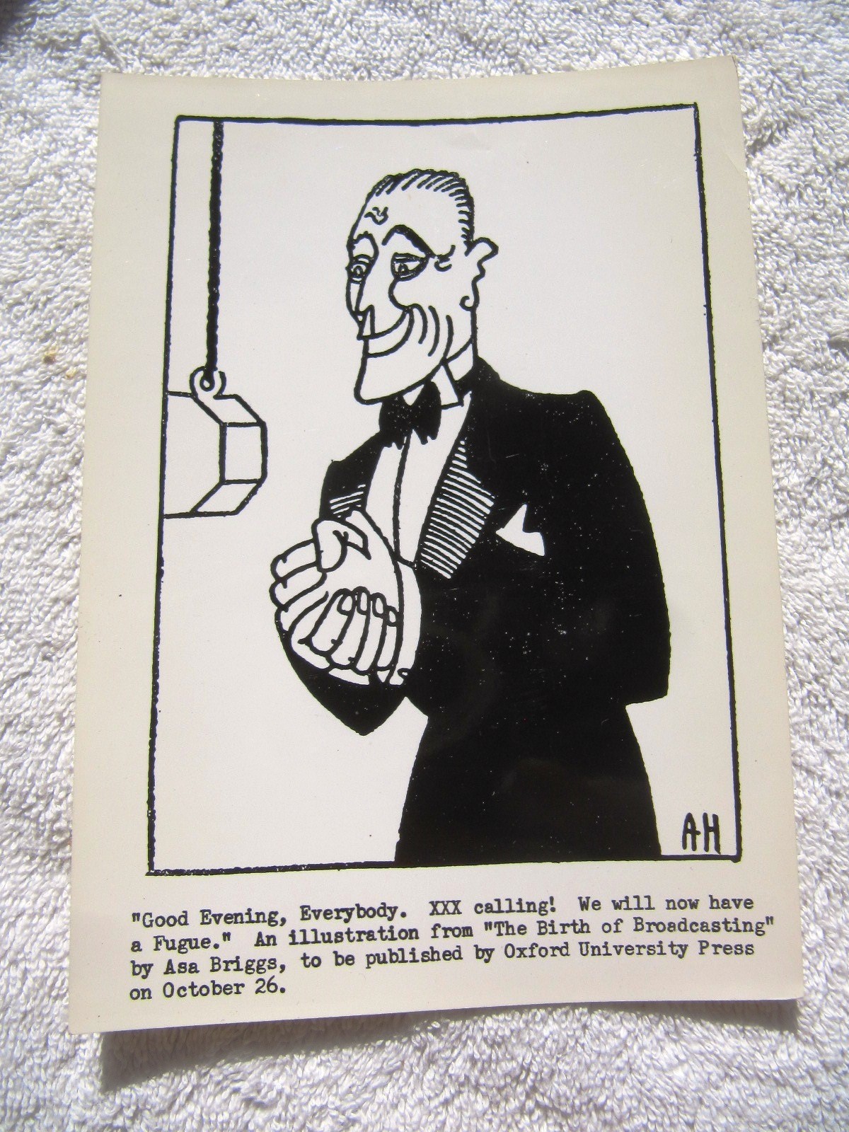 AUBREY HAMMOND BBC Announcer CARICATURE Briggs History Radio in United Kingdom