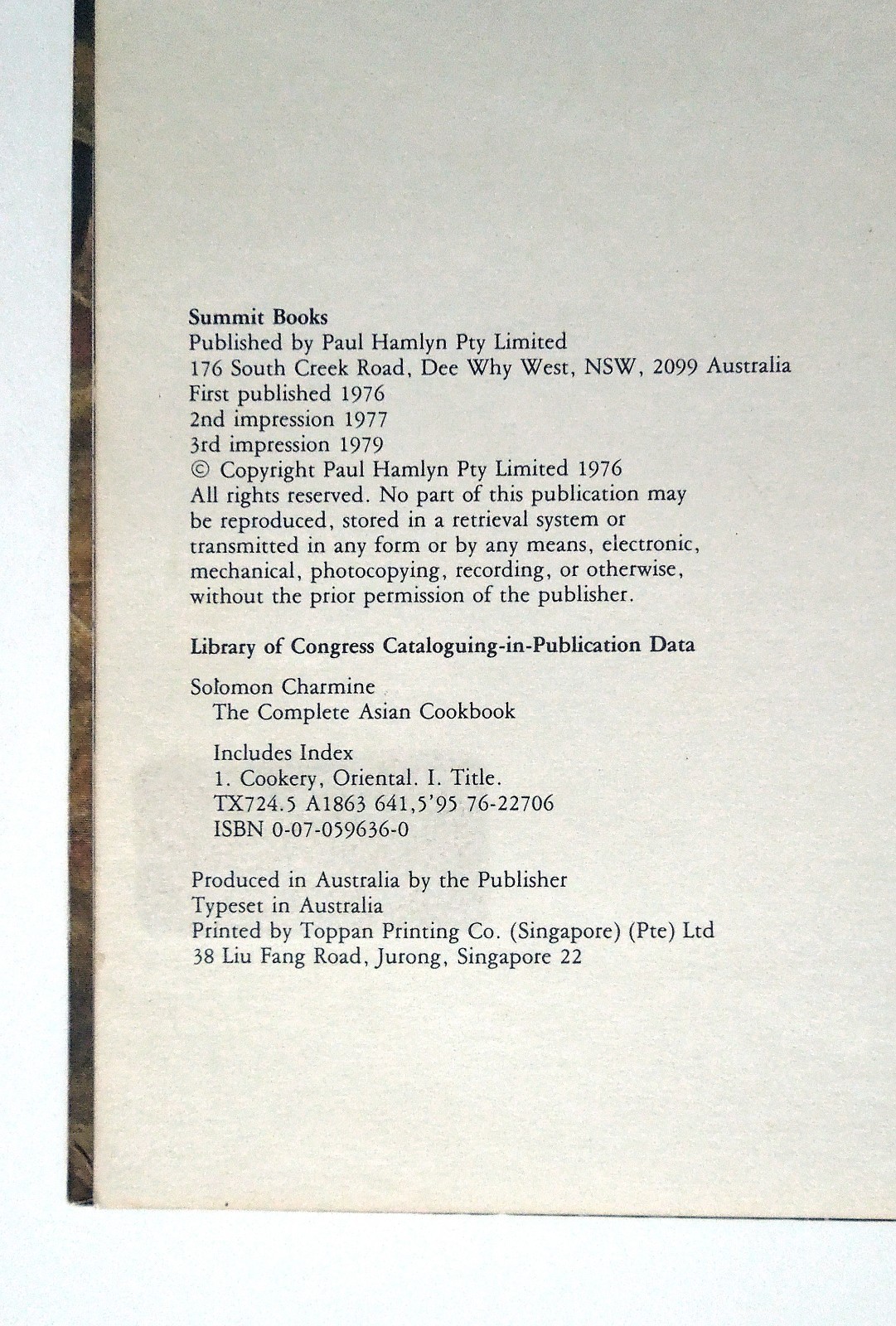 The Complete Asian Cookbook – Charmaine Solomon, 1979 hc, McGraw-HIll Book Co.