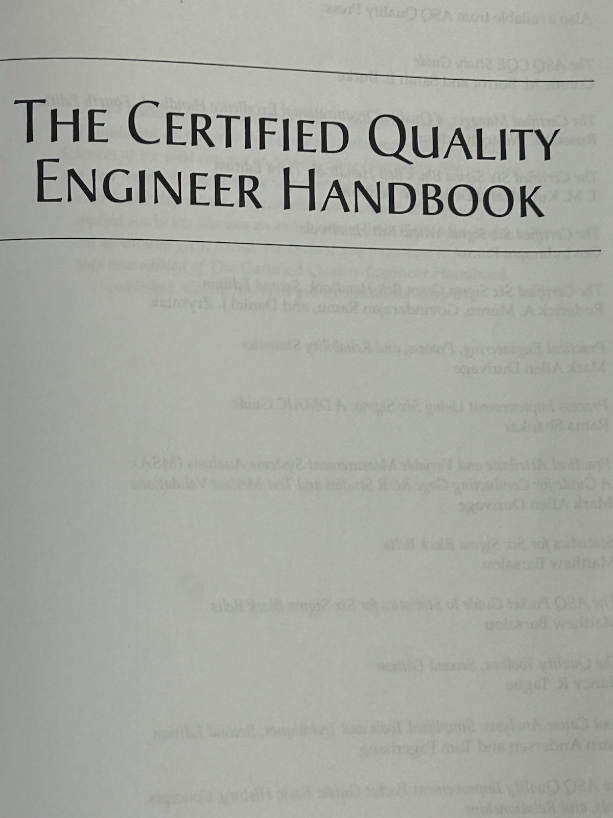 The Certified Quality Engineer Handbook 4th Edition HB Book Burke Silvestrini