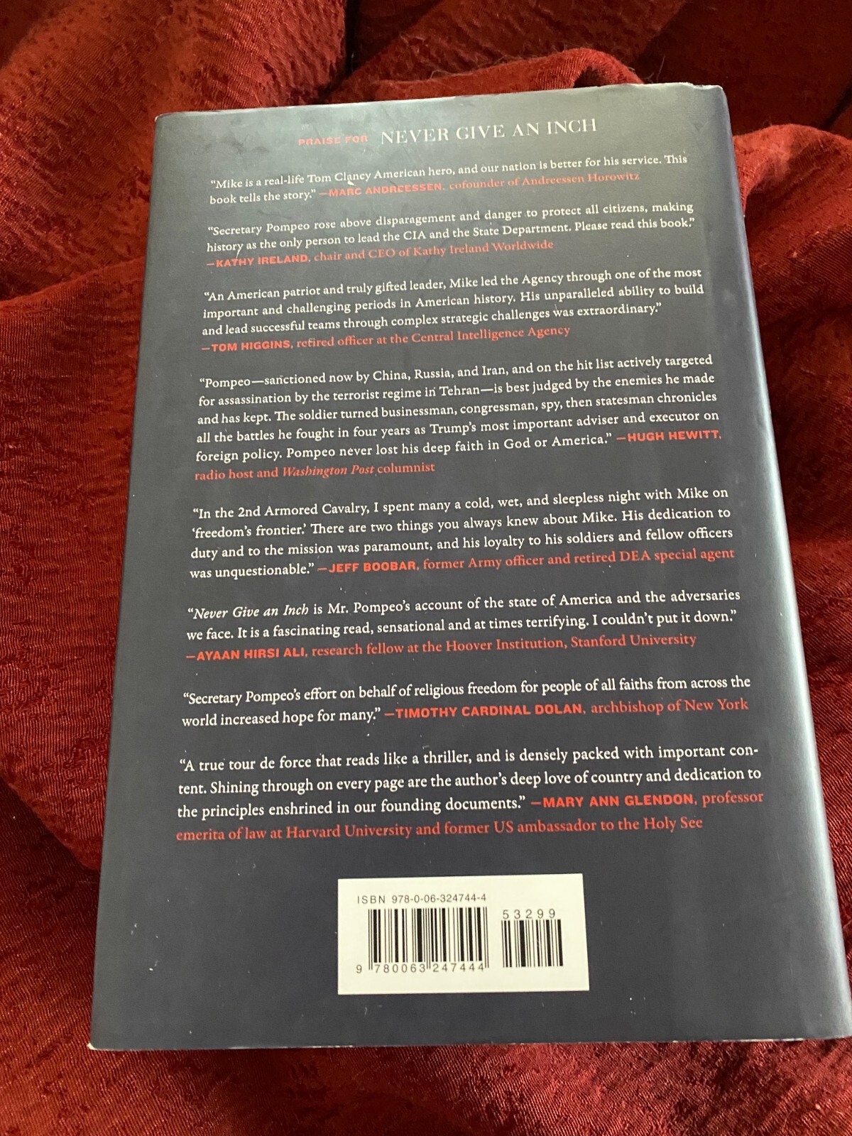 MIKE POMPEO — Never Give an Inch 1ED/1PRT HARDCOVER SIGNED