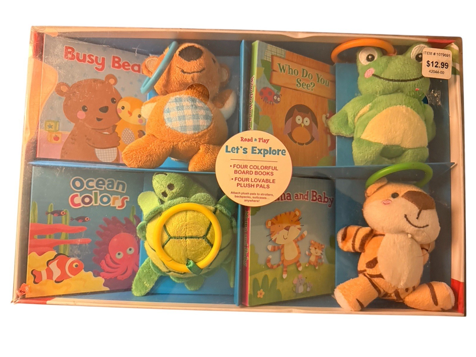 Kidsbooks Let’s Explore Baby Gift Set Board Books Plush Toys Learning Set New