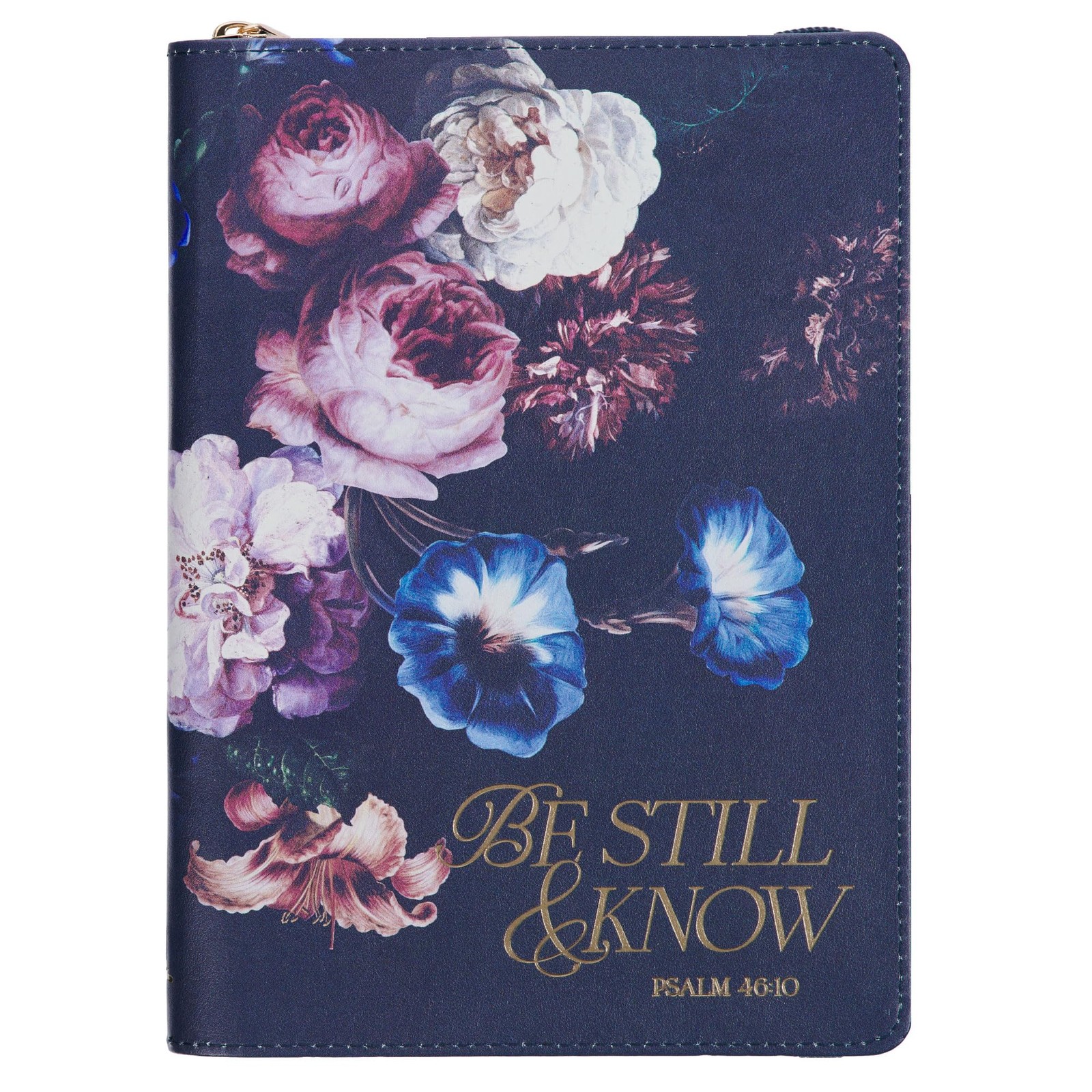 Christian Art Gifts Navy Blue Vegan Leather Zipped Journal, Inspirational Wo…