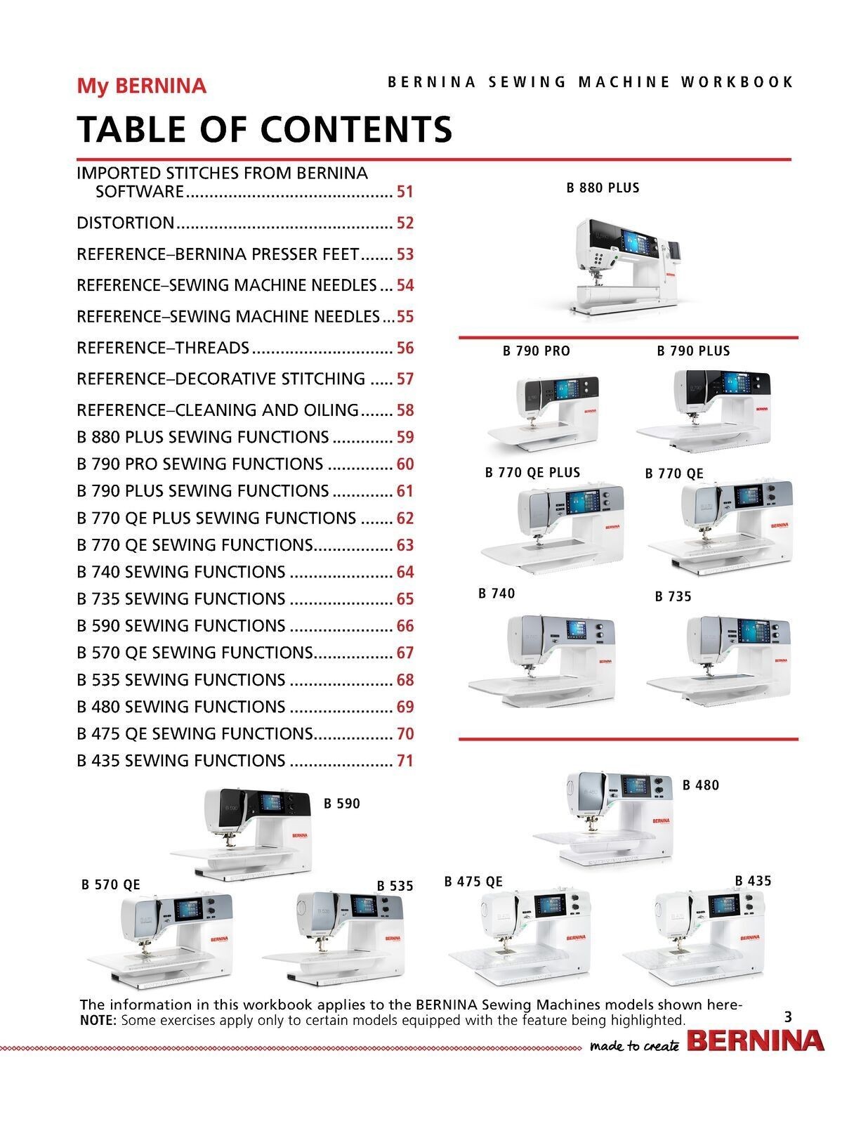 BERNINA Mastery Workbook Set Embroidery, Sewing, Presser Feet 880 790 770 500…