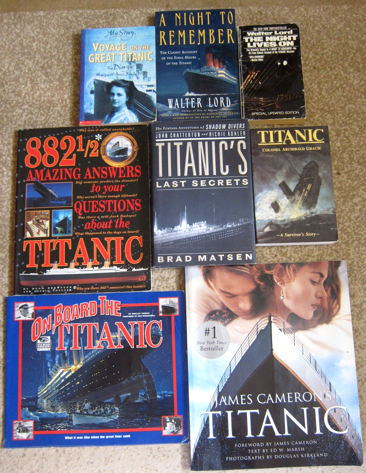 Titanic book lot- Night Lives on, Titanic’s Last Secrets, Night to Remember…