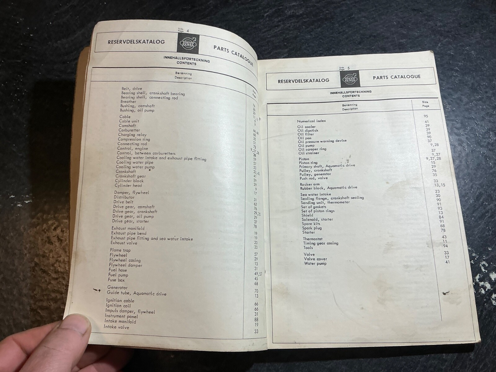 Volvo Penta Aquamatic 100 Engine Unit Parts Catalogue AQ100 B18 4 Cylinder 1.8L