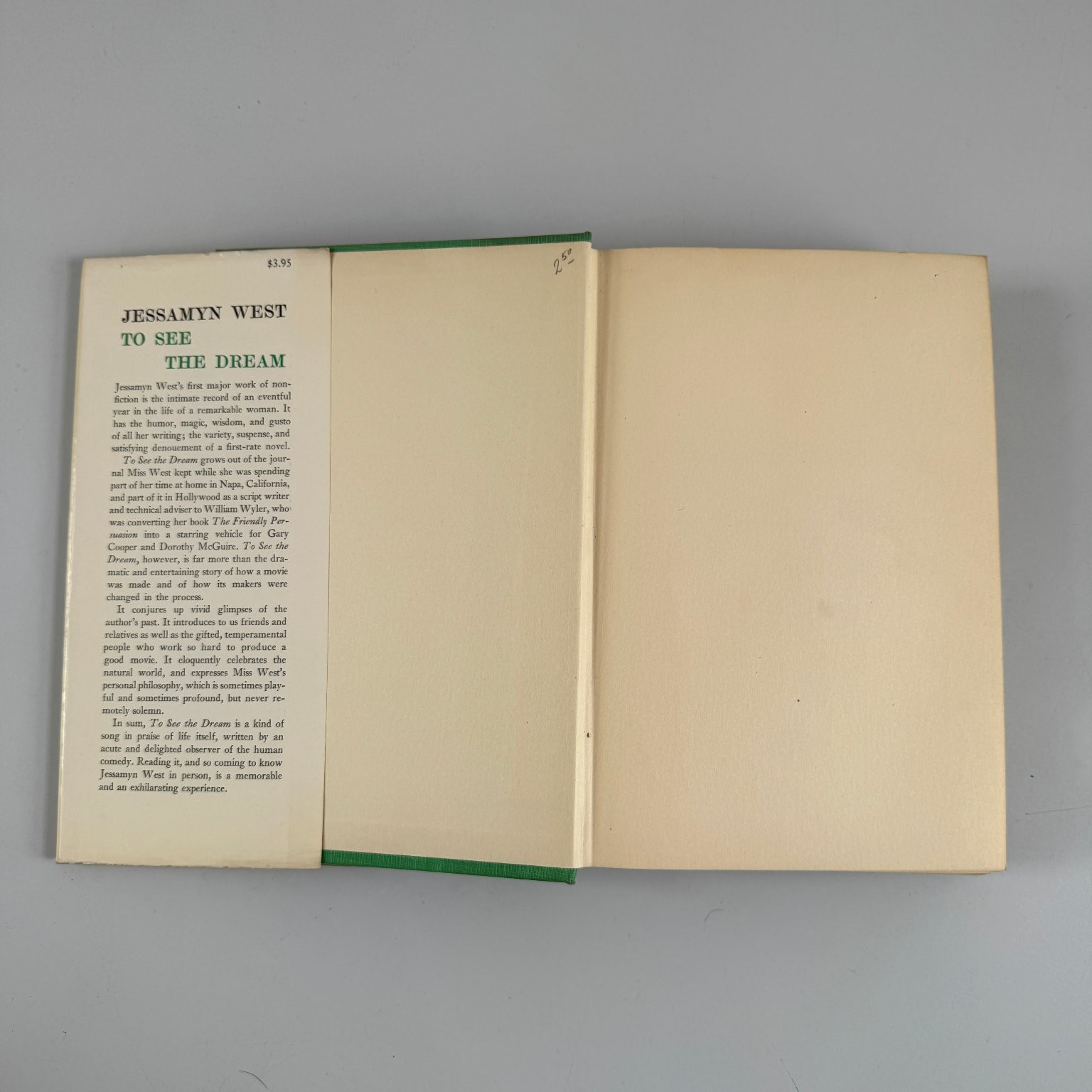 To See the Dream Jessamyn West 1957 First Edition Autobiography Harcourt Brace