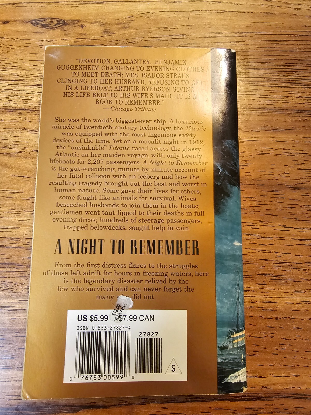 A Night to Remember Walter Lord 1997 Nonfiction Titanic Paperback