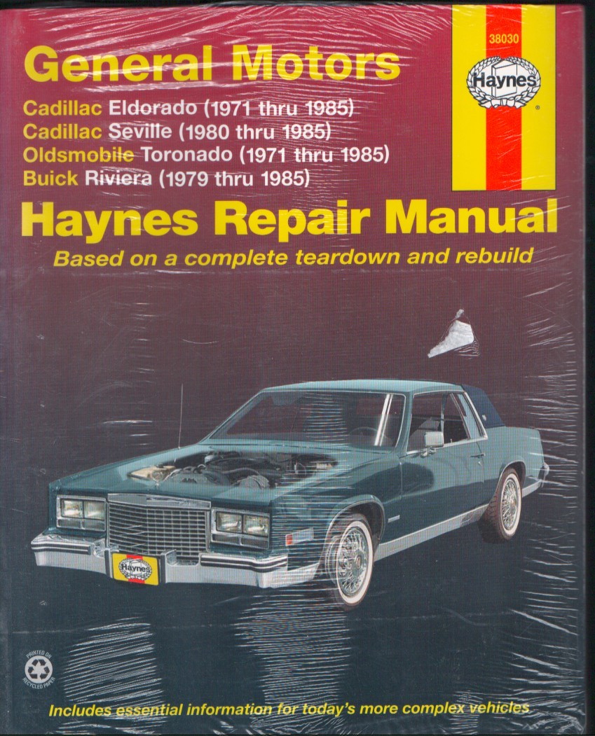 Haynes Repair Manual GM Cadillac Eldorado Toronado Riviera 1971-1985 MN3044