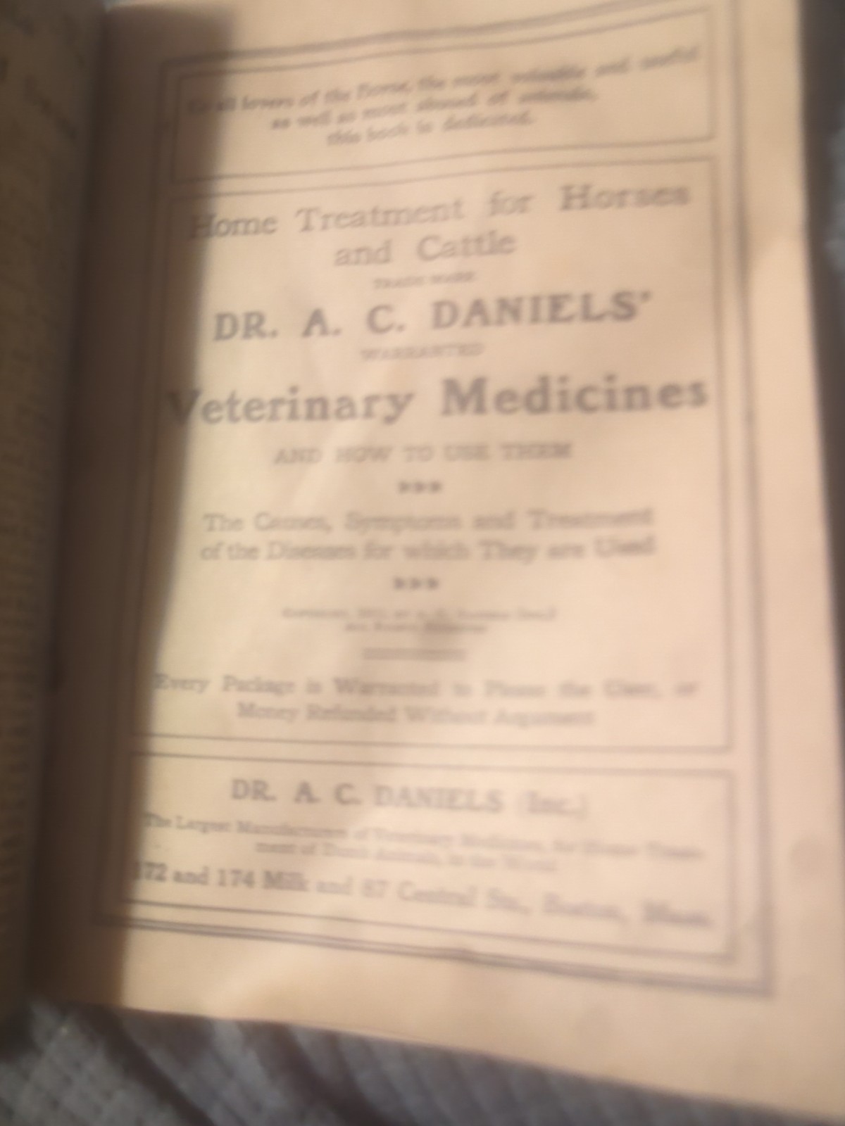 The Horse By DR A.C. Daniel’s Veterinary Medicines And How To Use. 1911 40 Pages