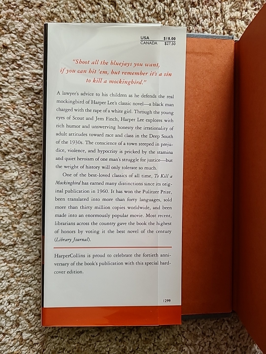 To Kill a Mockingbird Harper Lee Signed 40th Anniversary Edition Hardcover Rare