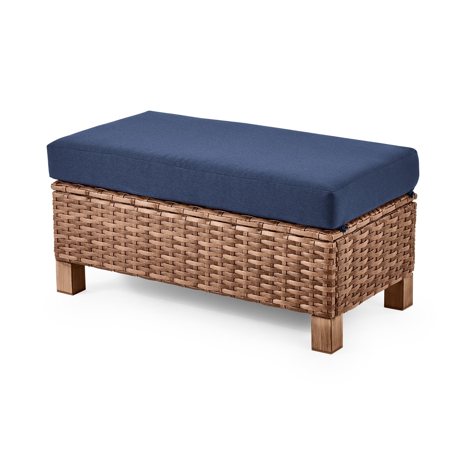 Brookbury 4-Piece Wicker Patio Sectional Dining Set with Navy Cushions