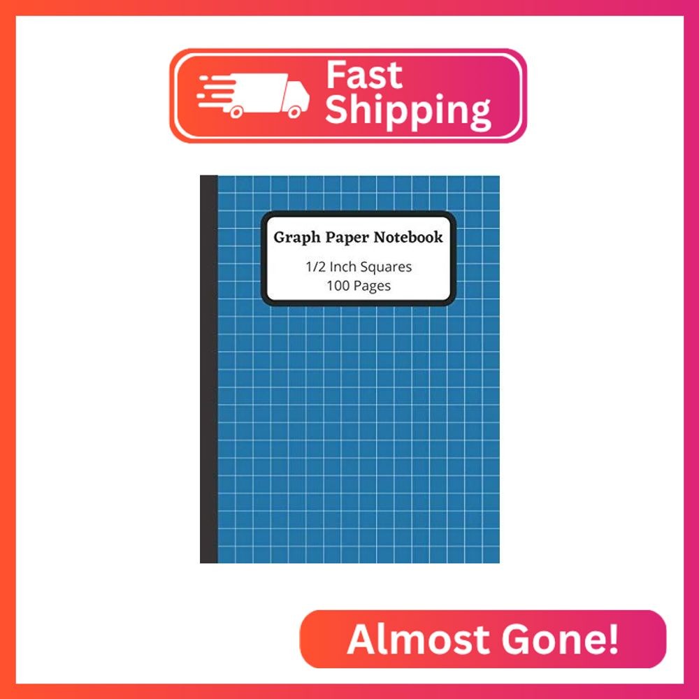 Graph Paper Notebook: 1/2 Inch Squares 100 Pages, Perfect For Kids, Large Compos