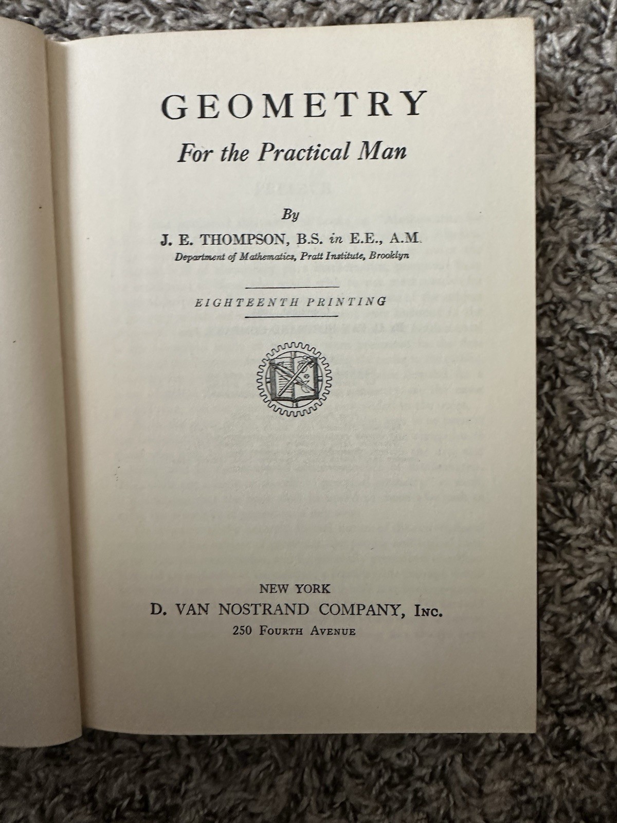 Set of 5 Mathematics For Self Study by J.E. Thompson Algebra Geometry Trig 1943