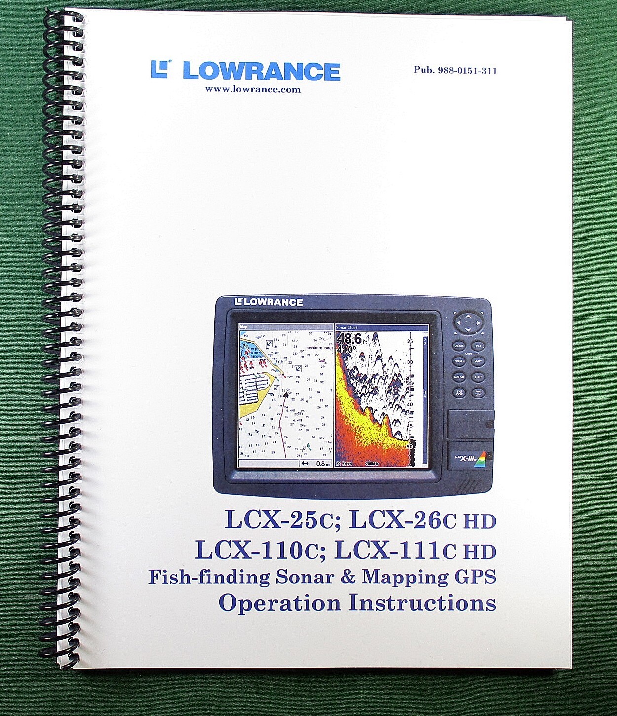 Lowrance LCX-25c Instruction Manual: Full Color 232 Pages & Protective Covers