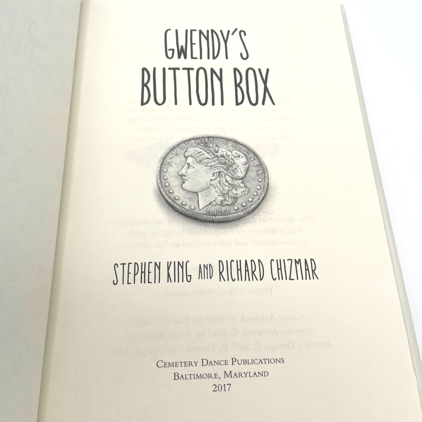 Gwendy’s Button Box, by Stephen King, Cemetery Dance, HCDJ, First Edition