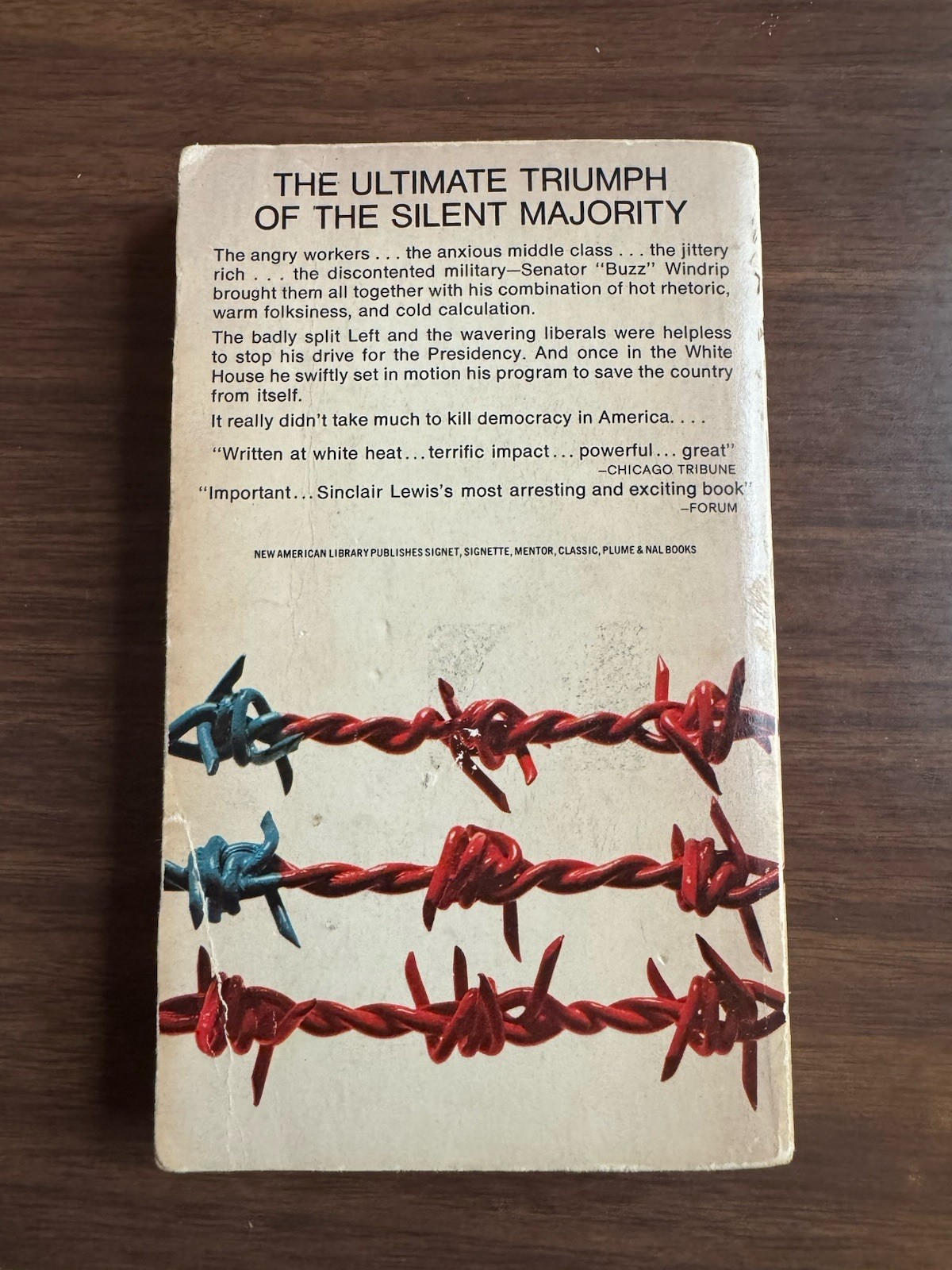 It Can’t Happen Here by Sinclair Lewis Signet NAL 1970 Paperback Dystopian Novel