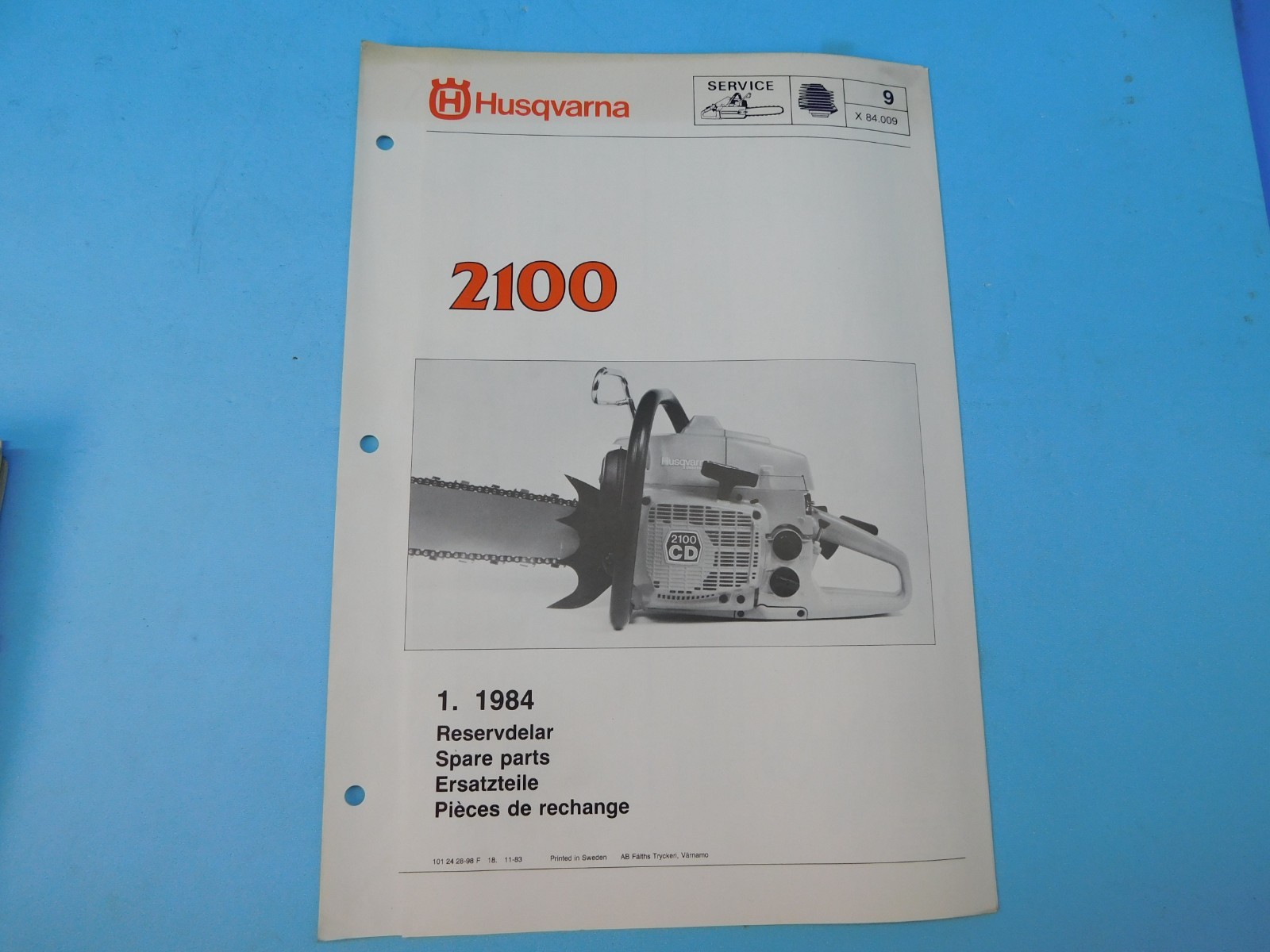 OEM HUSQVARNA 2100 PARTS LIST MANUAL 1984 — UP 669 E