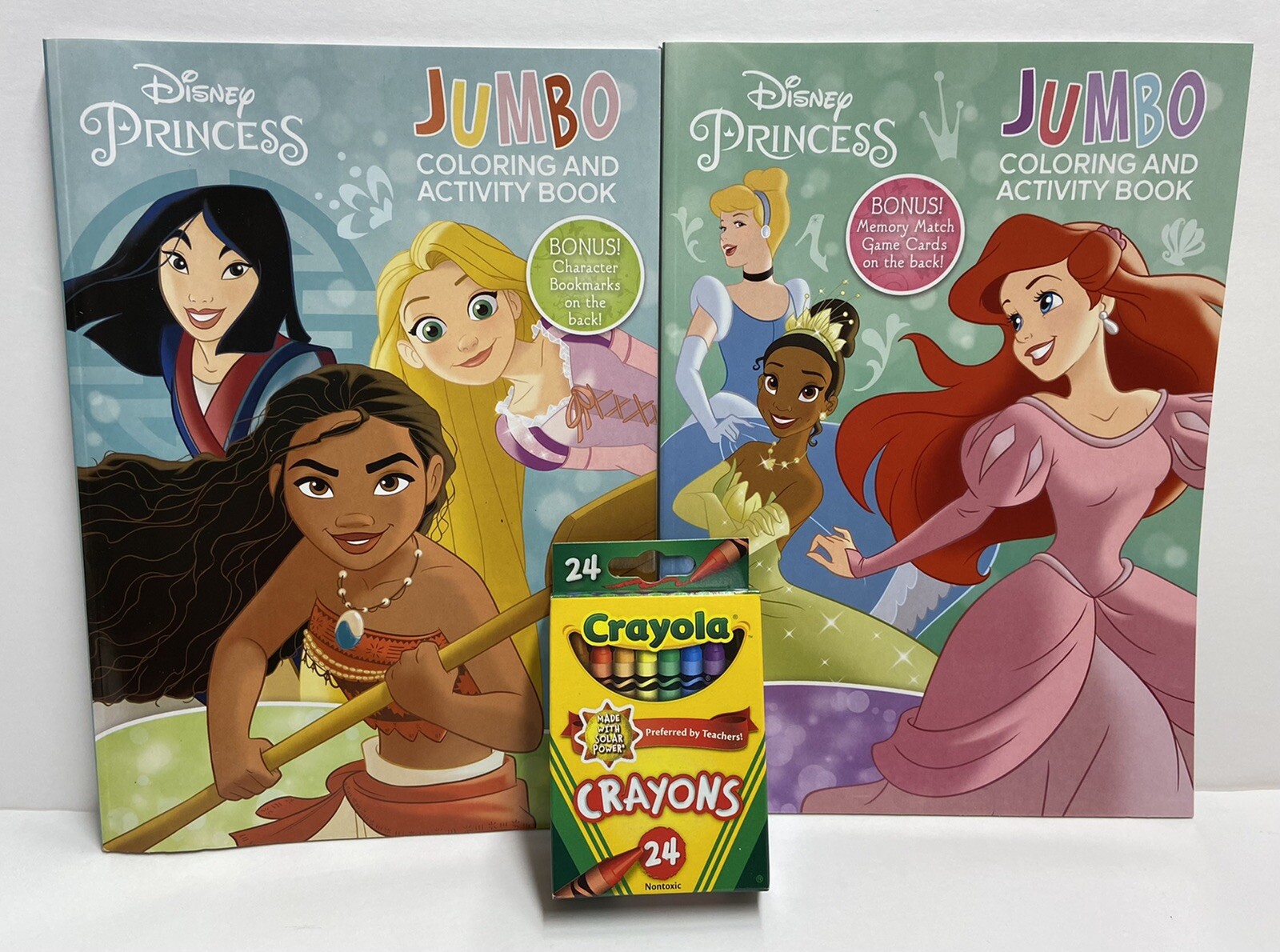 3pc Gift Set Disney Princess Coloring Activity Books Crayons Bookmarks Kids Fun