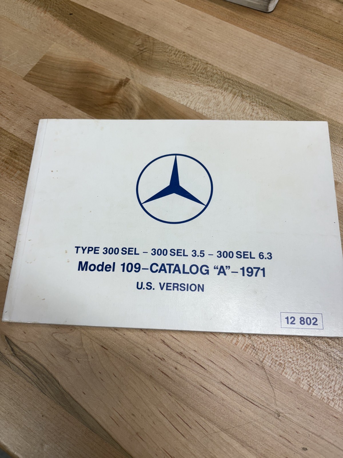 MERCEDES 300SEL 6.3 3.5 GLOVEBOX PARTS CATALOG A 1971 USA VERSION #3 12802