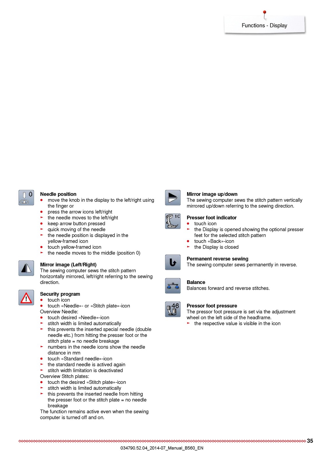 BERNINA 560 Sewing Machine User Manual – DURABLE LOOP BOUND – PROTECTIVE COVERS