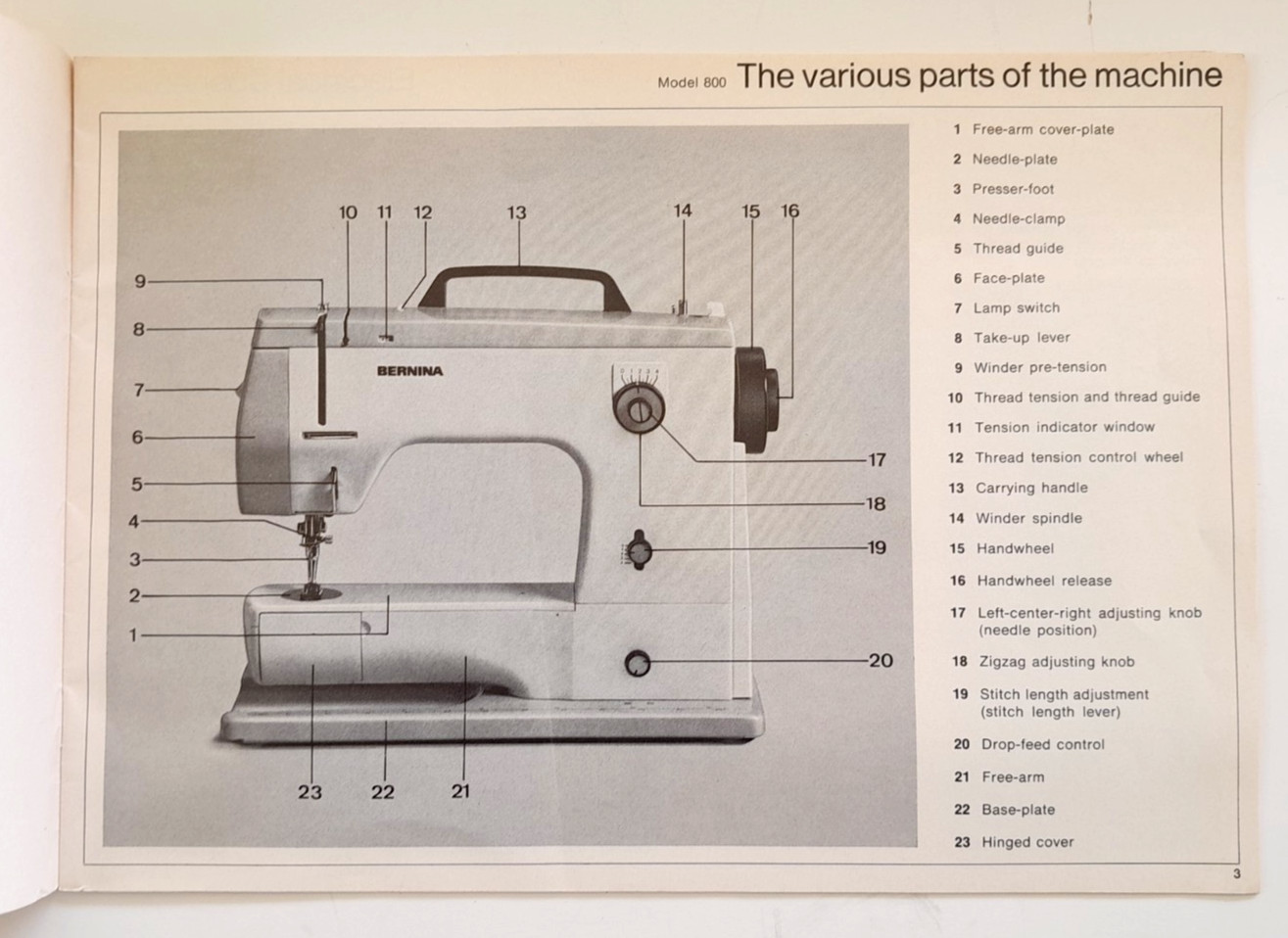 Bernina 800 Sewing Machine Instruction Manual Book