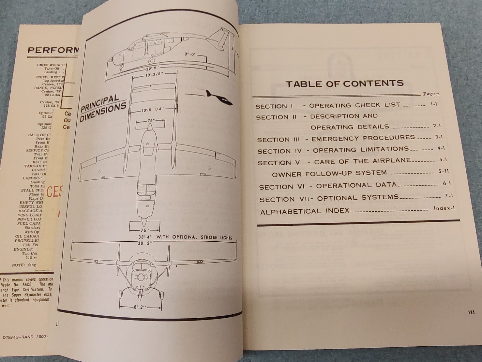 Excellent Cessna Aircraft Library Copy 337 Super Skymaster 1970 Owners Manual