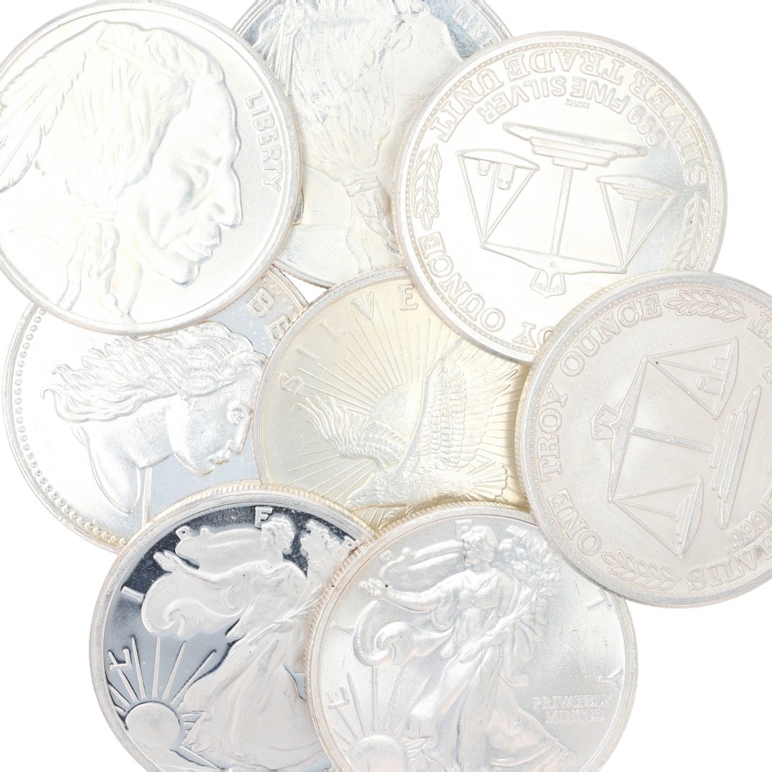 Assorted 1 oz .999 Fine Silver Rounds Variety Collection Set of 8 Rounds