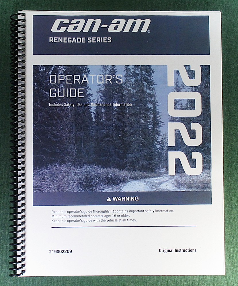 2022 Can-Am Renegade X xc 850 Owner’s Manual: 226 Pages & Protective Covers