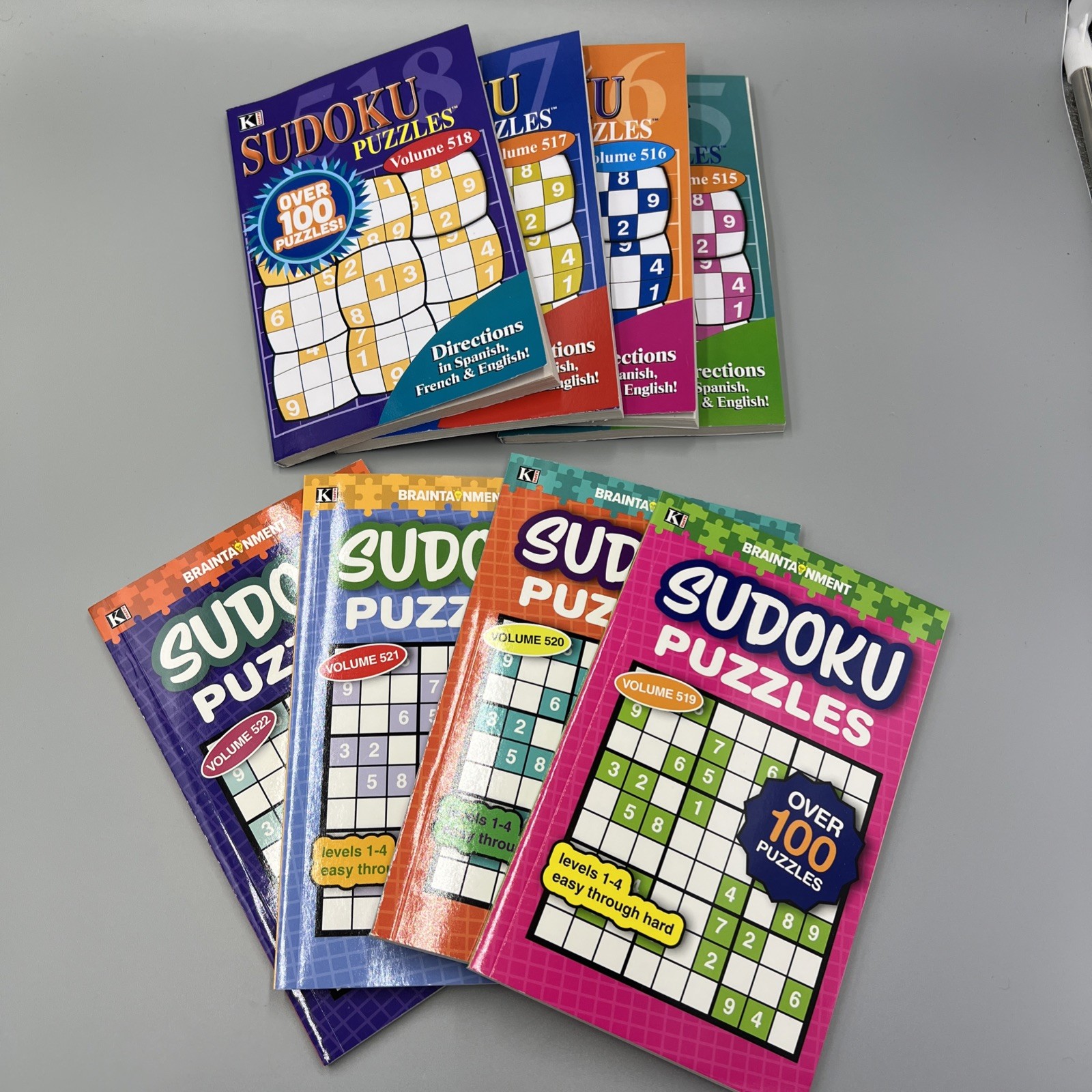 Lot Of 8! Pocket Size Kappa Sudoku Puzzle Books. Vo. 515-518, 519, 520, 521, 522