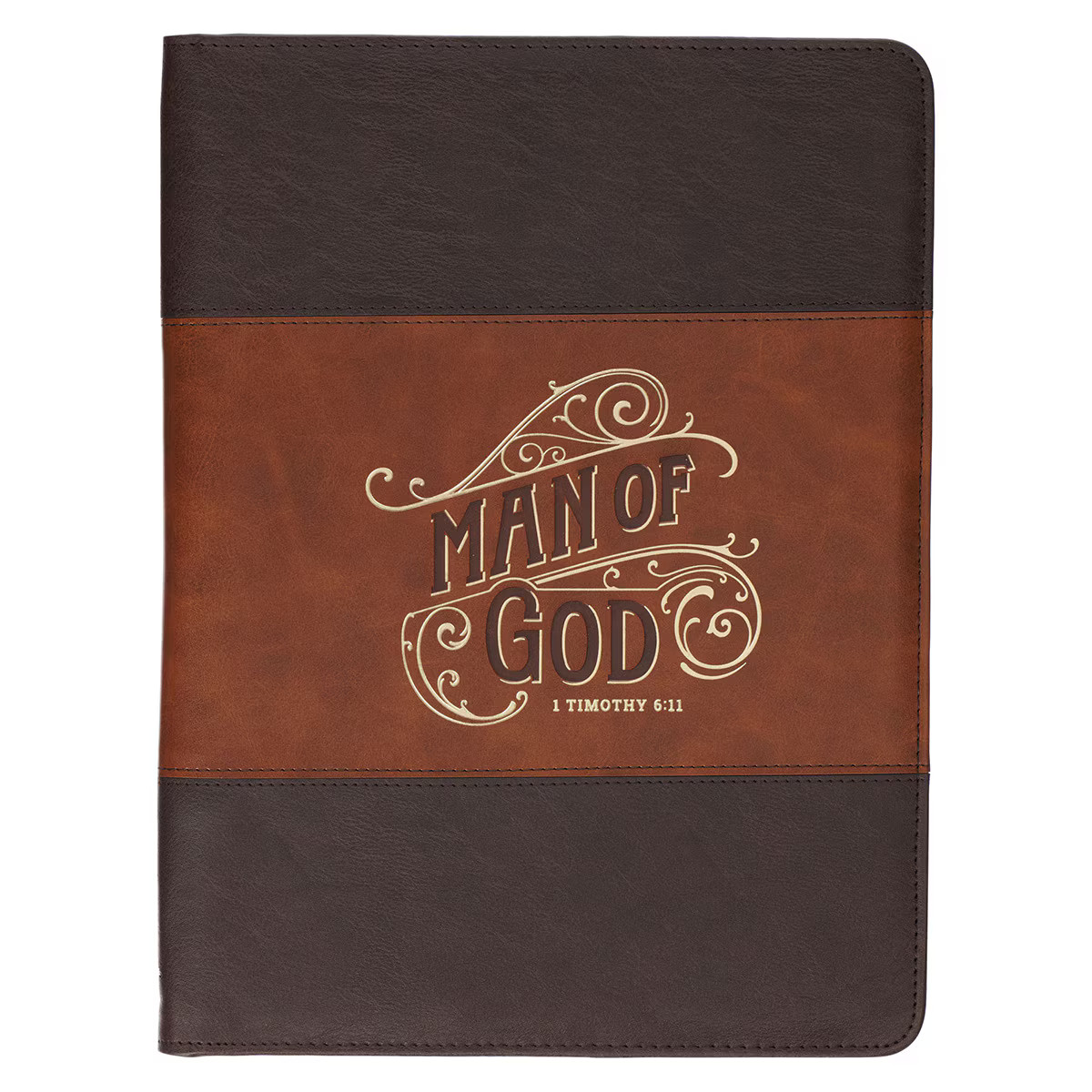 Premium Vegan Leather Zippered Portfolio for Men w/Inspirational Scripture: Man