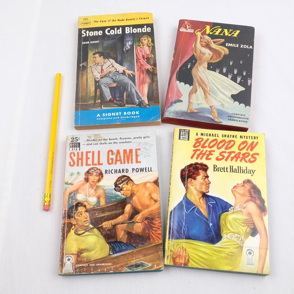 1940’s and 1950’s Pulp Fiction Lot of 4, Nana, Stone Cold Blonde, Shell Game +