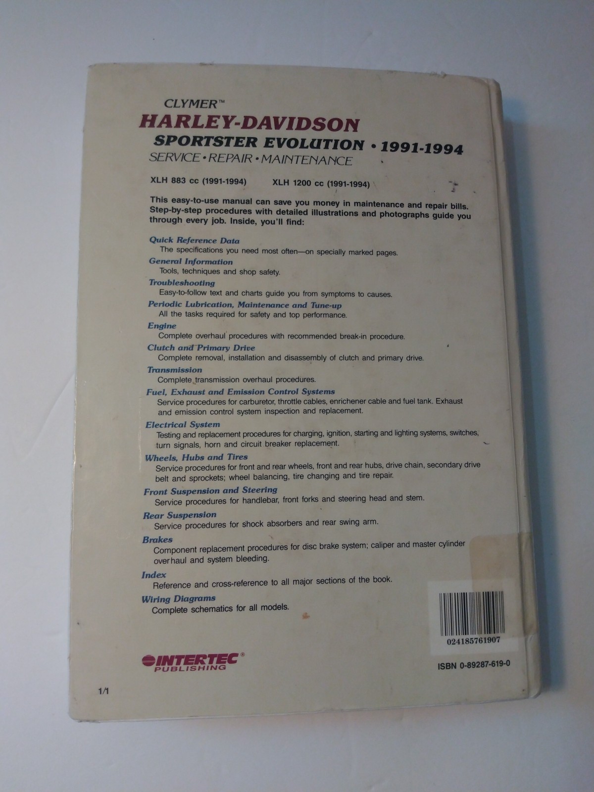 Clymer Harley Davidson Sportster Evolution 1991-1994 / M429 HARDBACK EX LIB