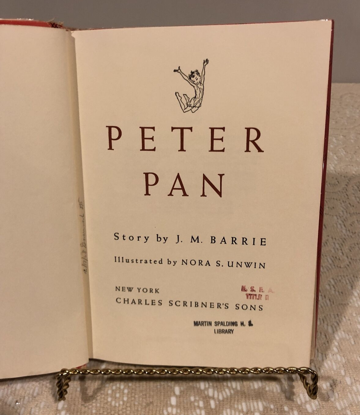 Peter Pan By J.M. Barrie , 1950 Hardcover/Dust Jacket, Charles Scribner’s Sons
