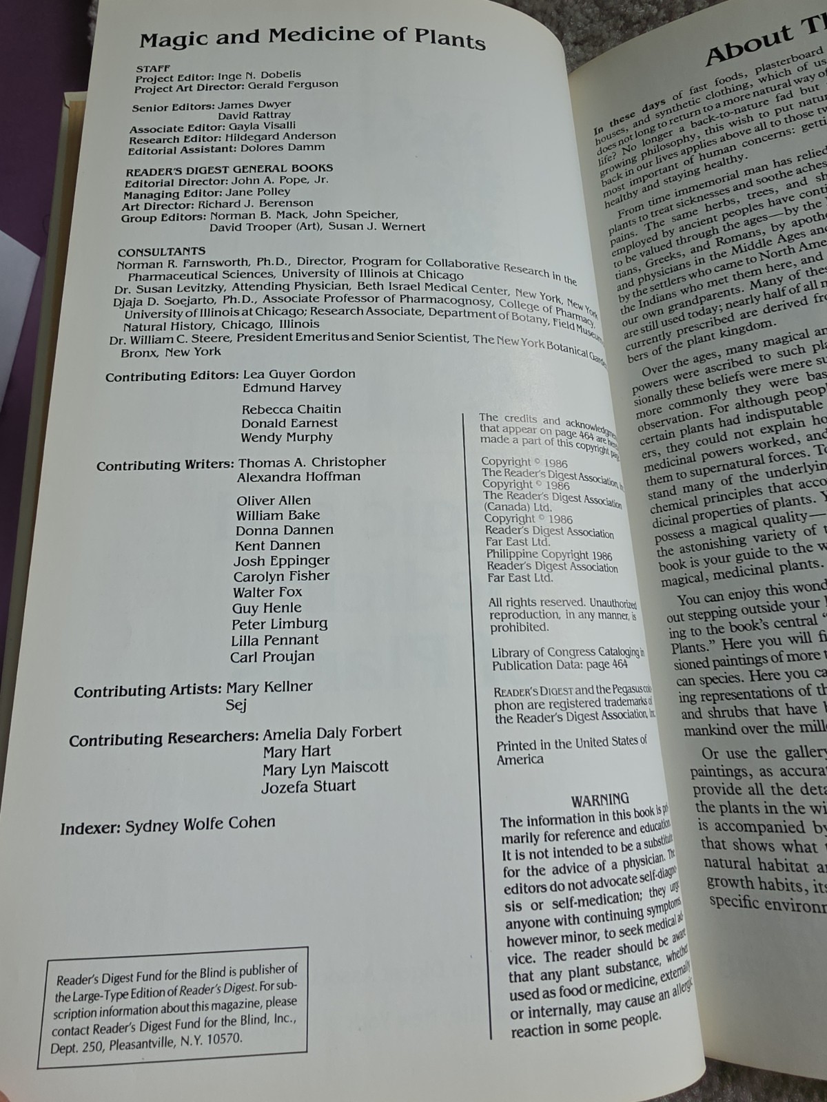 Magic and Medicine of Plants Reader’s Digest Editors 1986 Hardcover