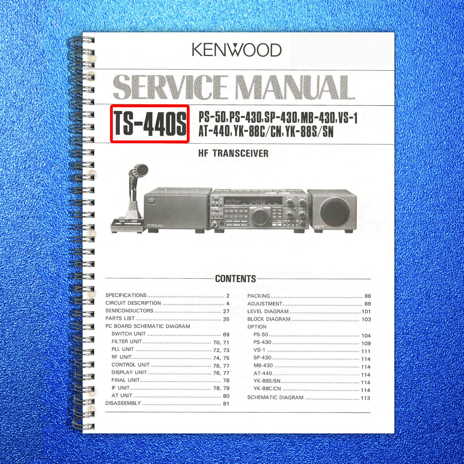 KENWOOD TS-440S HF Transceiver Service Manual – BOUND – COVERS – XL FOLDOUTS