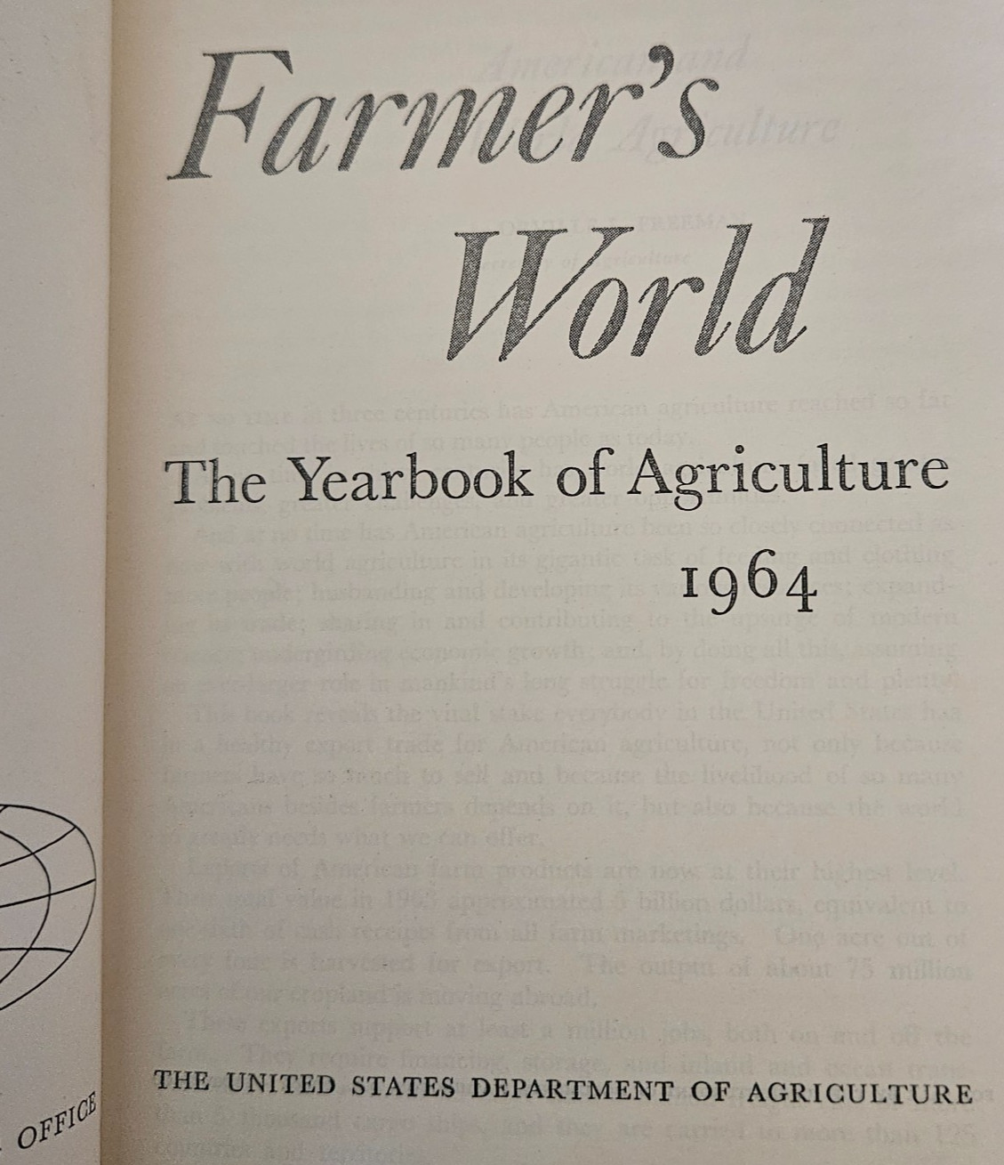 Farmer’s World – Yearbook Dept. of Agriculture, 1964 HC, Good Condition.
