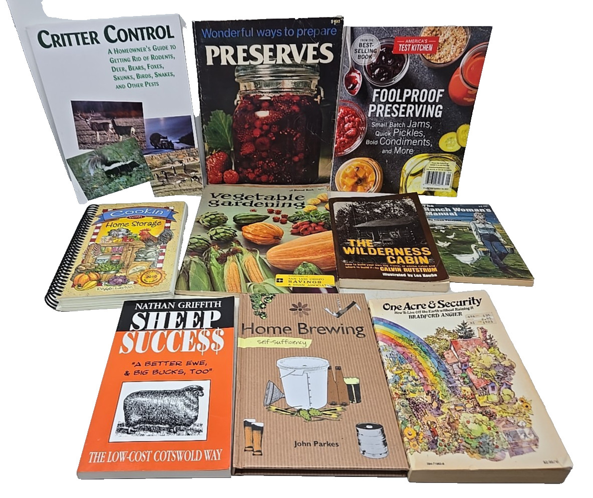 10 books HOMESTEADING SMALL FARMS Food Storage Survival Prepping Country Life