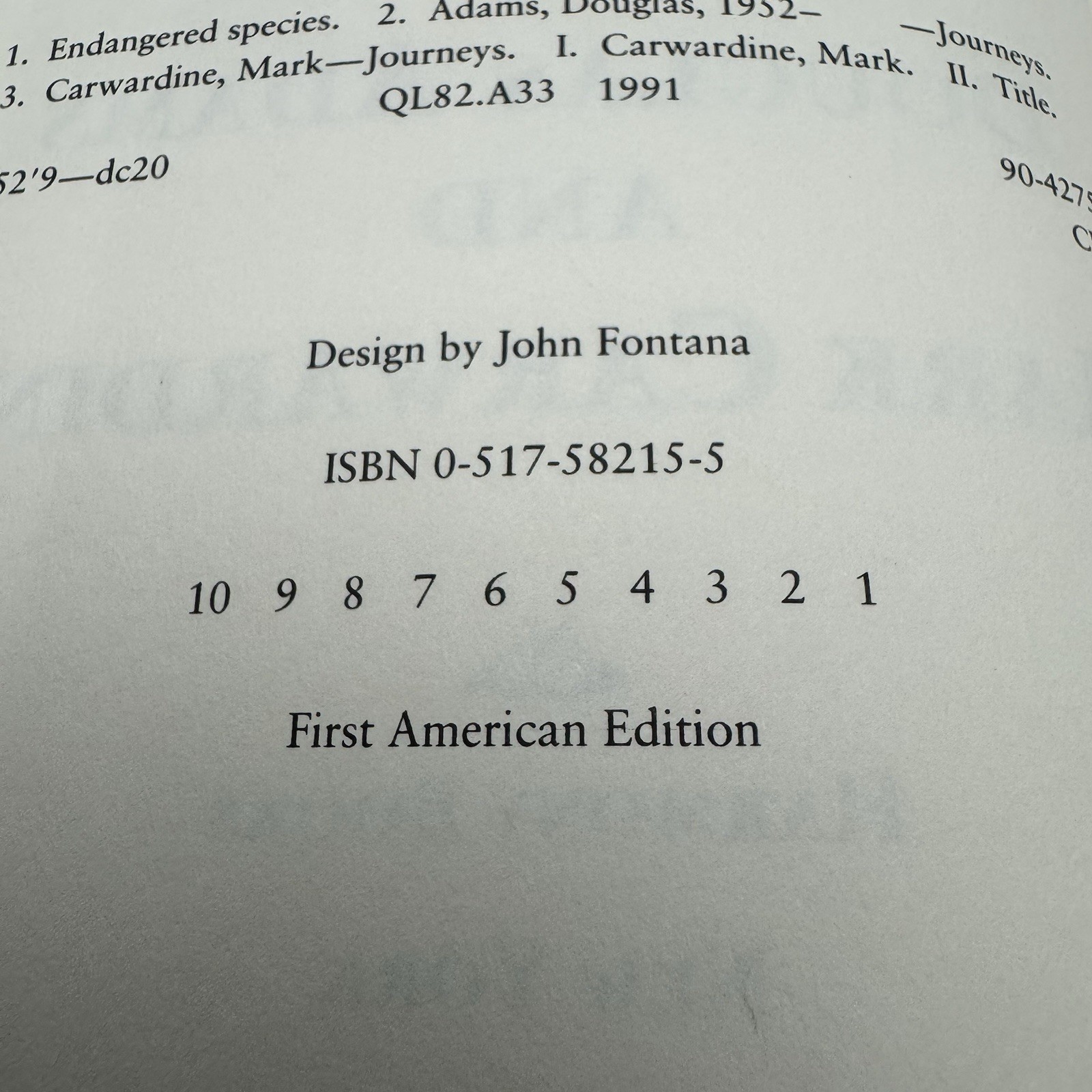First Edition US 1st Printing Last Chance To See Douglas Adams, Mark Carwardine