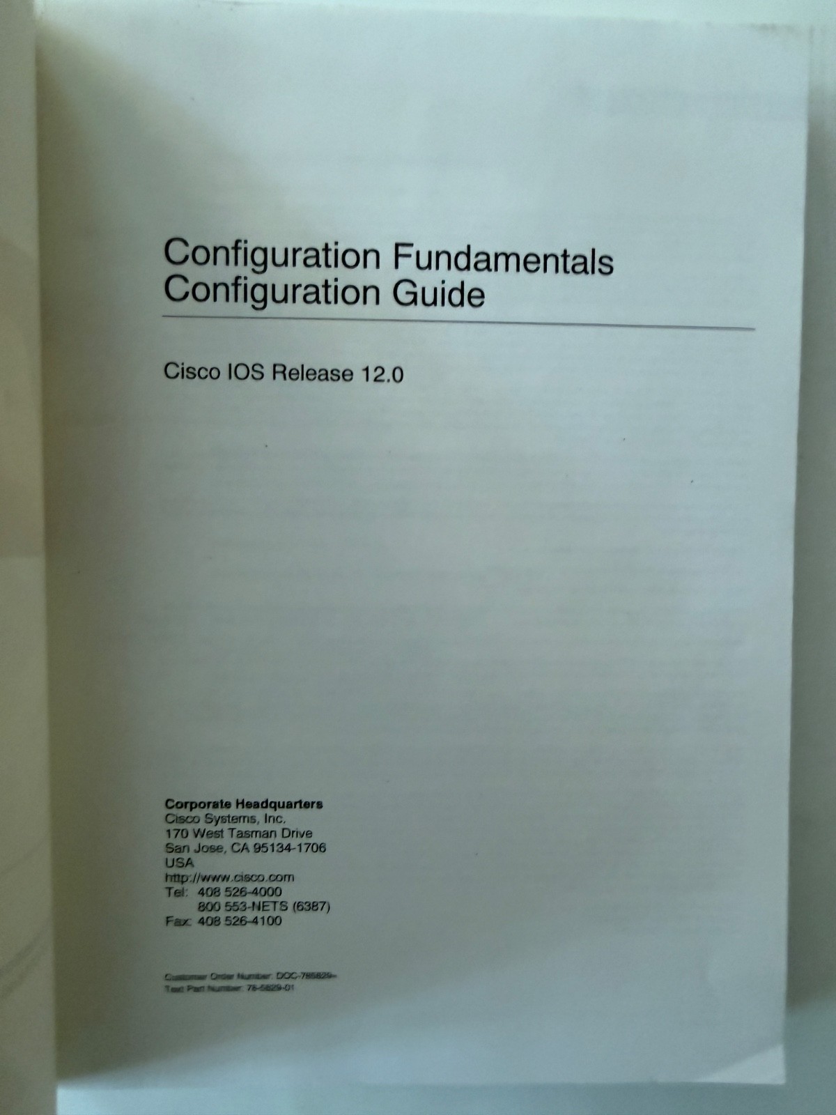 CISCO Configuration Fundamentals Guide: IOS Release 12.0: PB Book ~ Free Ship!
