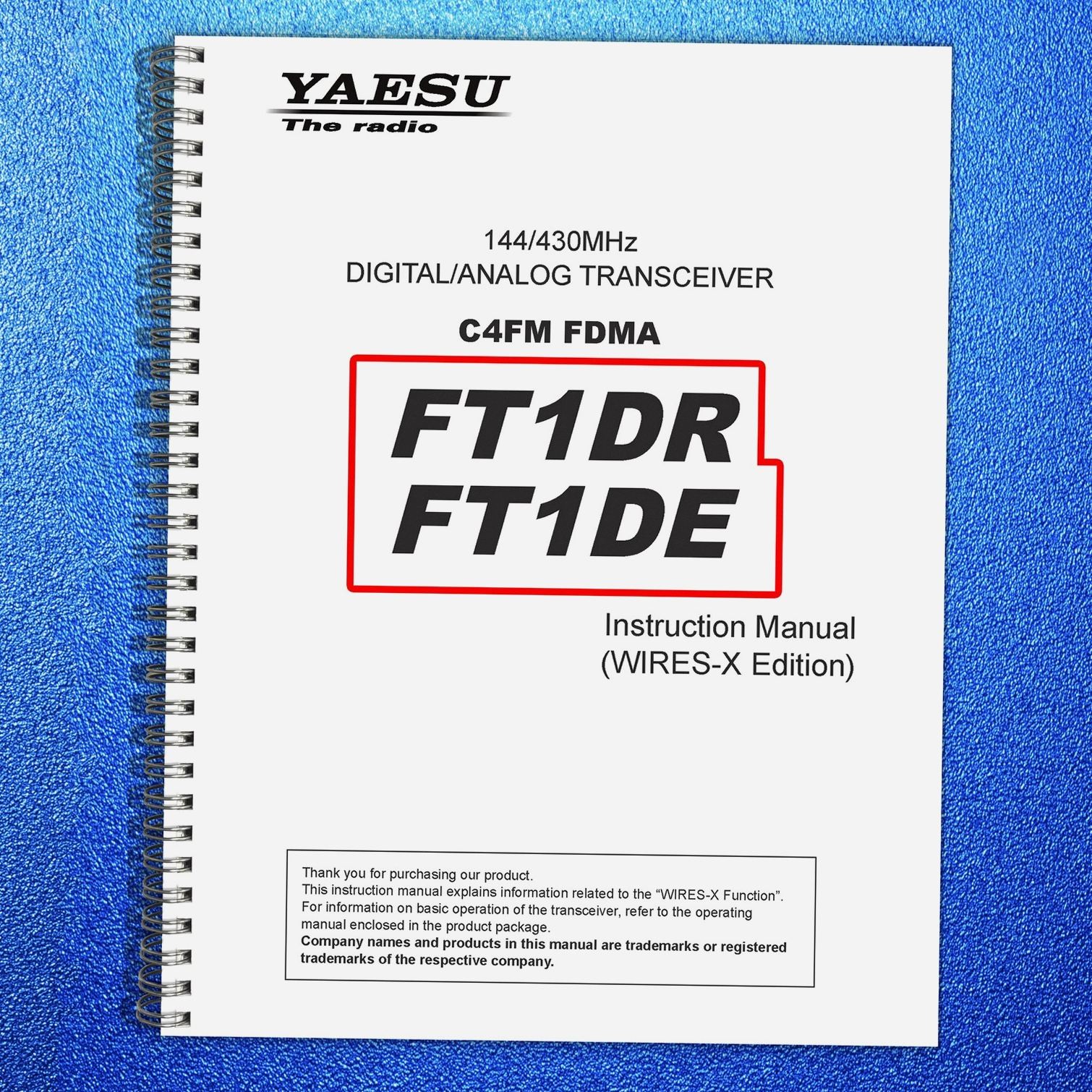 YAESU FT1DR Amateur Radio Instruction Manual – TOUGH WIRE CLOSURE – TOUGH COVERS
