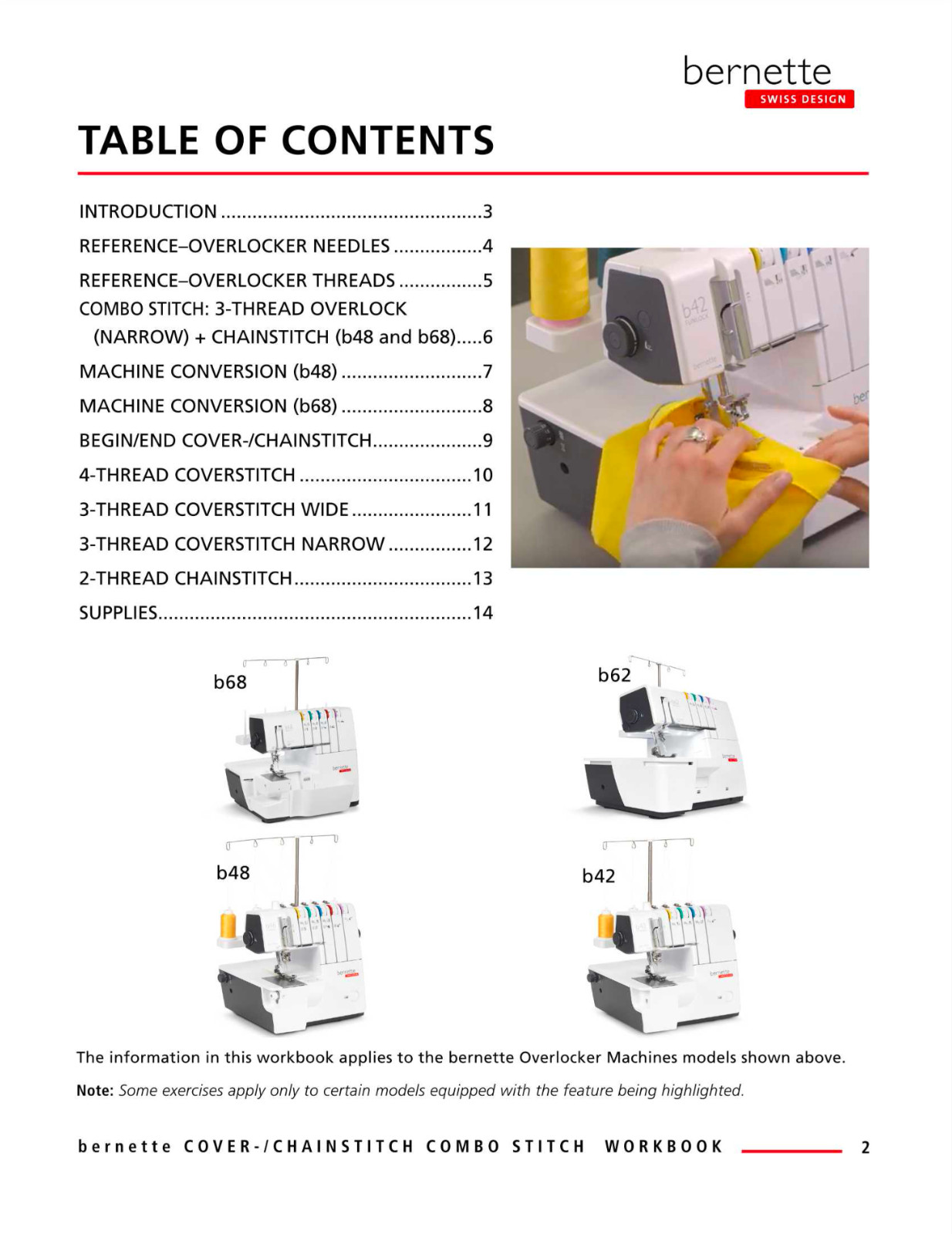BERNINA B68 Airlock Serger User Manual + 2 WORKBOOK BUNDLE: Basics; Stitch Types