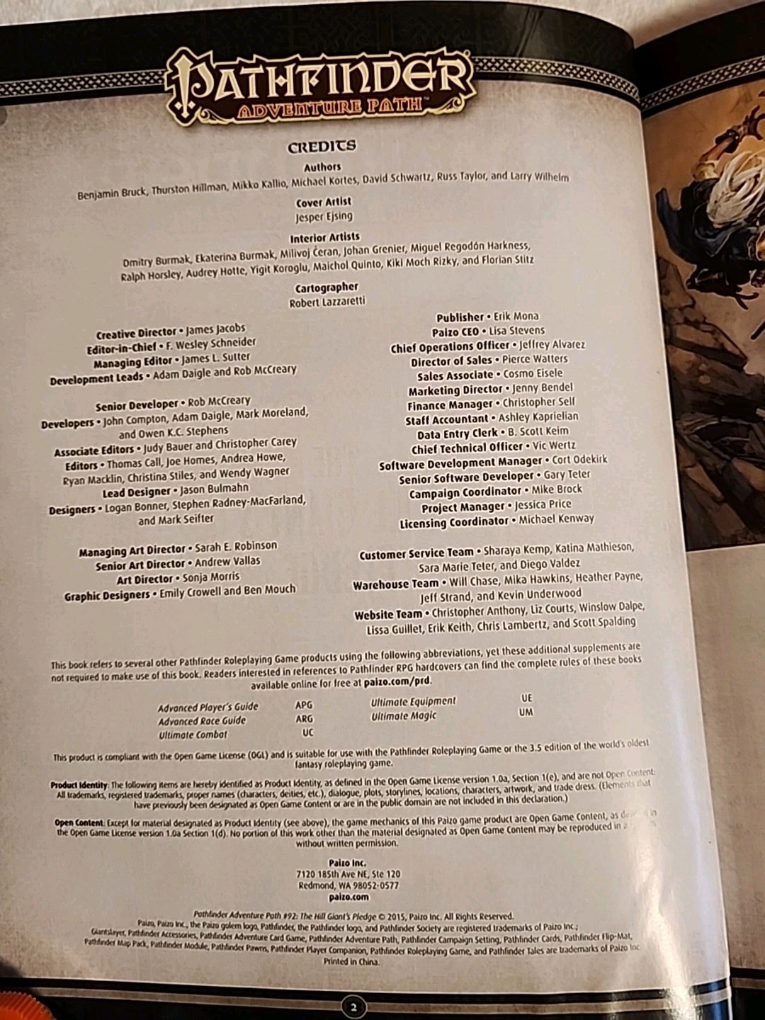 Pathfinder Adventure Path Giantslayer The Hill Giants Pledge SC