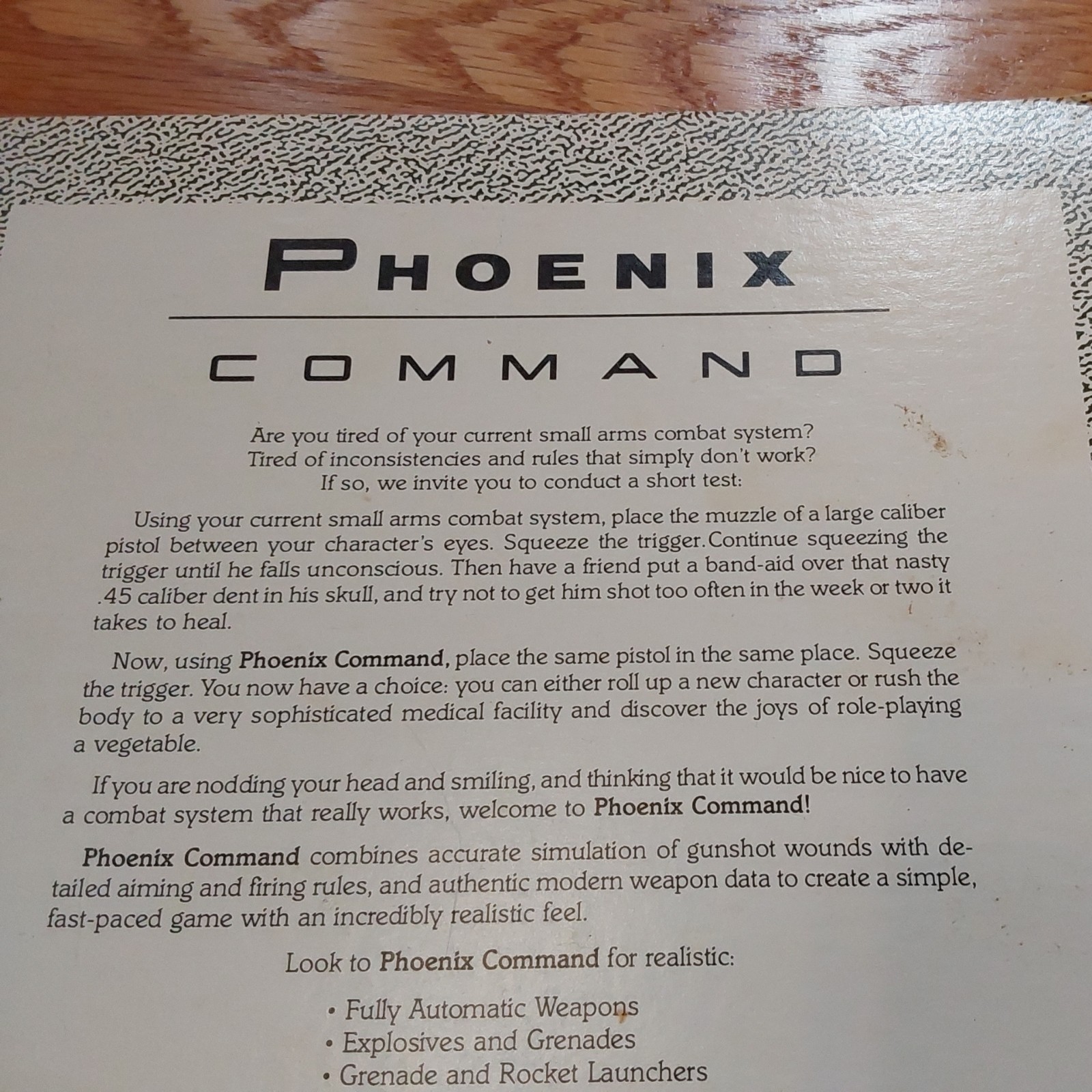 First Print Vintage Phoenix Command shooting game manual Leading Edge Games