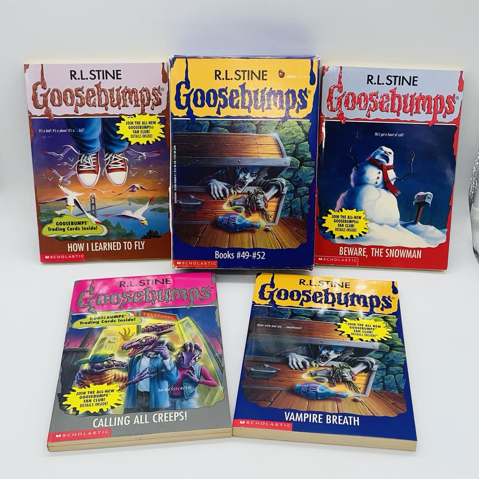 RL Stine Goosebumps Books 49-52 Lot Boxed Set Vampire Breath Calling All Creeps