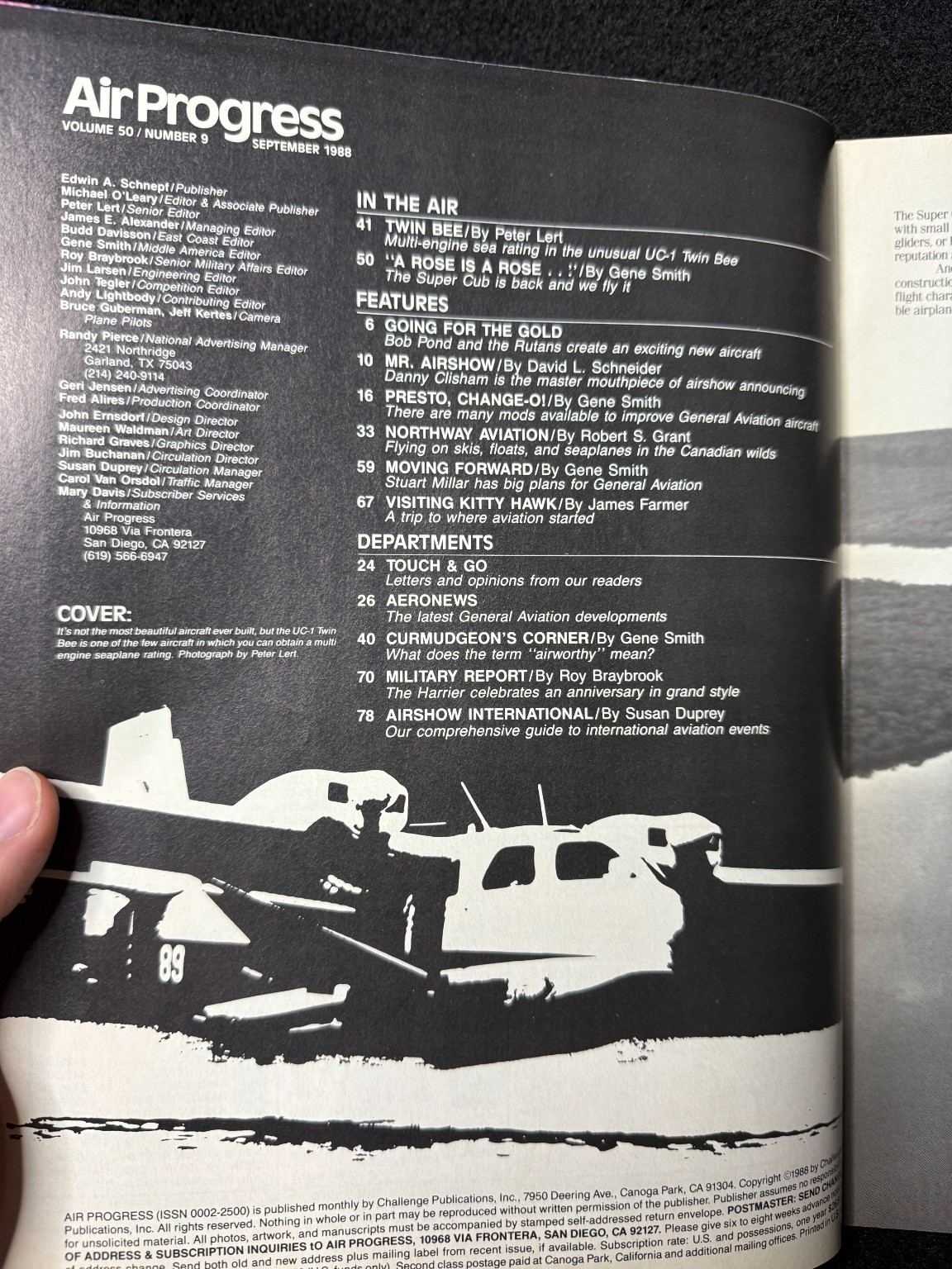 Air Progress Aviation Magazine September 1988 Twin Bee Super Cub Seaplanes