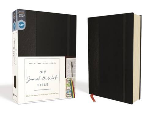 NIV, Journal the Word Bible, Hardcover, Black, Red Letter Edition, Comfor – GOOD